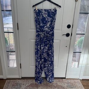 Lilly Pulitzer Blue and White Floral Jumpsuit